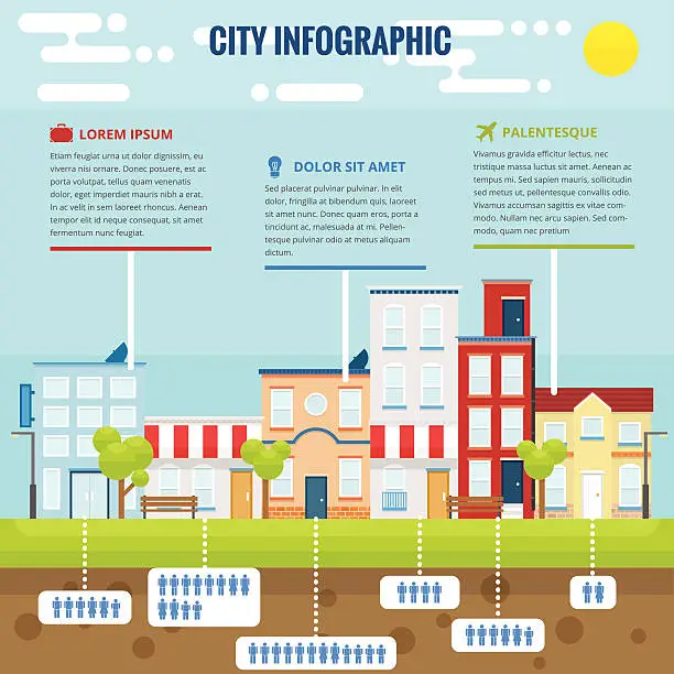 Vector illustration of Summer City Infographic