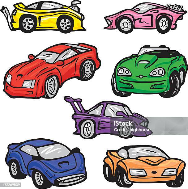 Sports Car Bonus Pack Colors Stock Illustration - Download Image Now - Clip Art, Sports Car, Cartoon