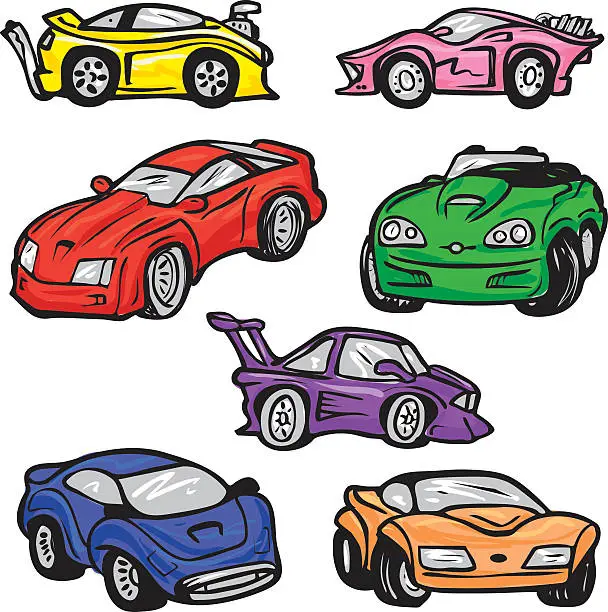 Vector illustration of Sports Car Bonus Pack - Colors