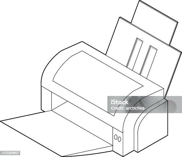 Impressora De Jato De Tinta - Arte vetorial de stock e mais imagens de Comunicação - Comunicação, Equipamento, Escritório