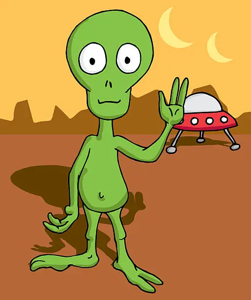 Vector illustration of Alien with Saucer