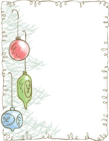 Stationary with Christmas tree with ornaments