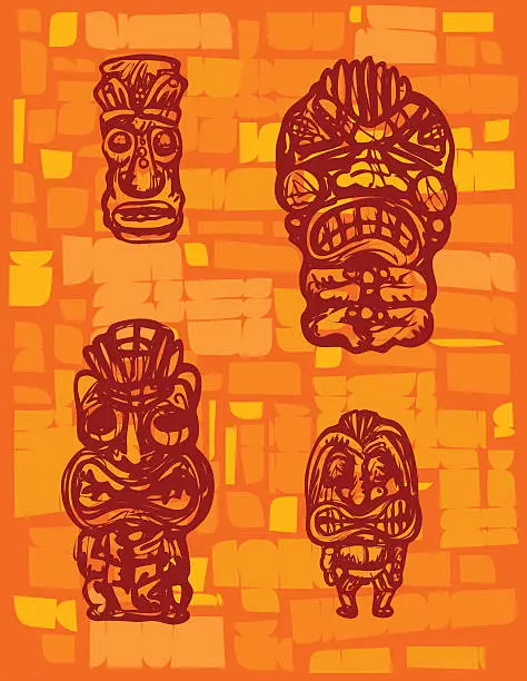 Vector illustration of Tikis Orange