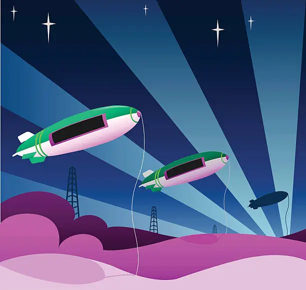 Vector illustration of Vibrantly Colored Blimps