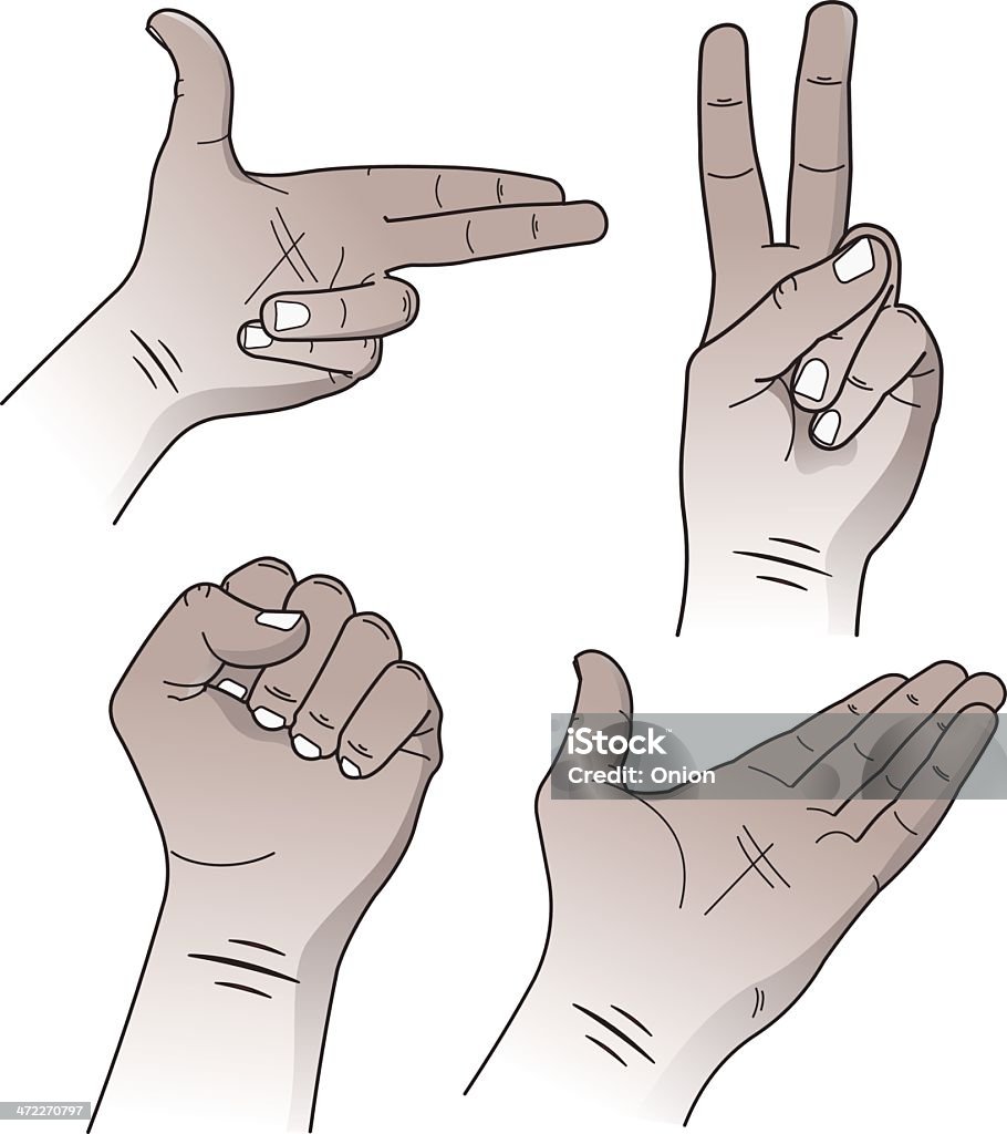 Hand Expressions (3)- Illustrations Illustrations of 4 different hand expressions. Set 3. Wrinkled stock vector