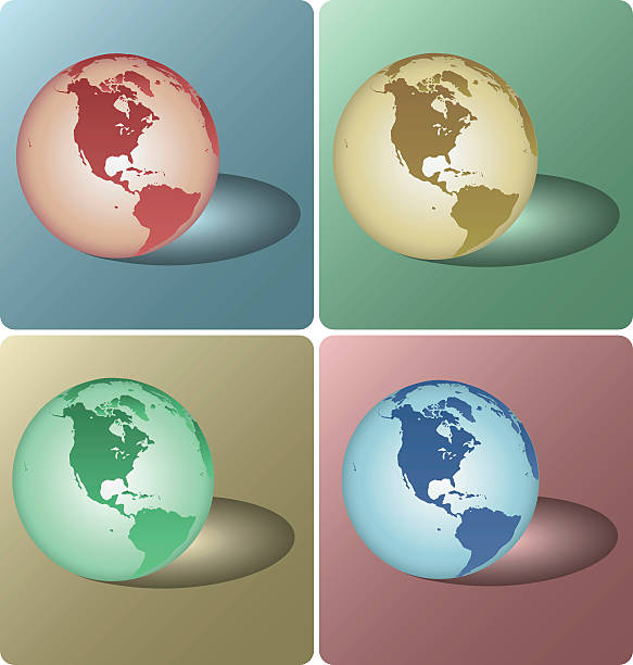 illustrazioni stock, clip art, cartoni animati e icone di tendenza di raggiante globes [ ] vettoriale - marble earth planet social issues