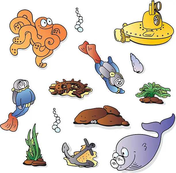 Vector illustration of Sea Creatures - illustration Part 2