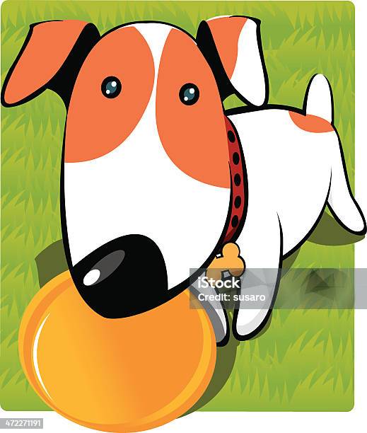 Dog With His Toy Stock Illustration - Download Image Now - Dog, Plastic Disc, Adult