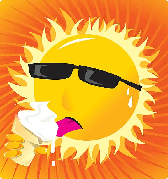 Vector illustration of hot sun...cold ice cream