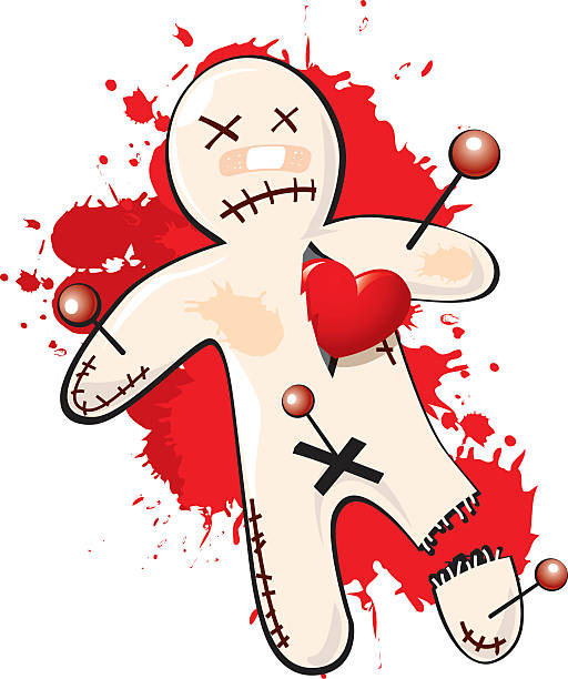 исполнение voodoo стиль - bandage heart shape pain love stock illustrations