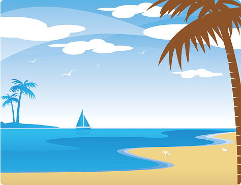 Vacation Scene Stock Illustration - Download Image Now - Beach, Night ...