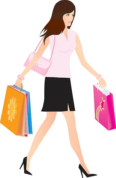 Vector illustration of Woman Shopping