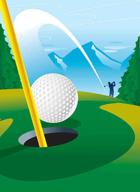 illustrations, cliparts, dessins animés et icônes de hole-in-one - golf golf swing men professional sport