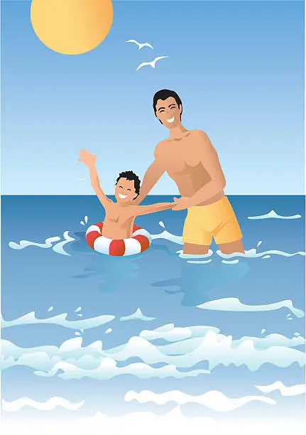 Vector illustration of Father and son