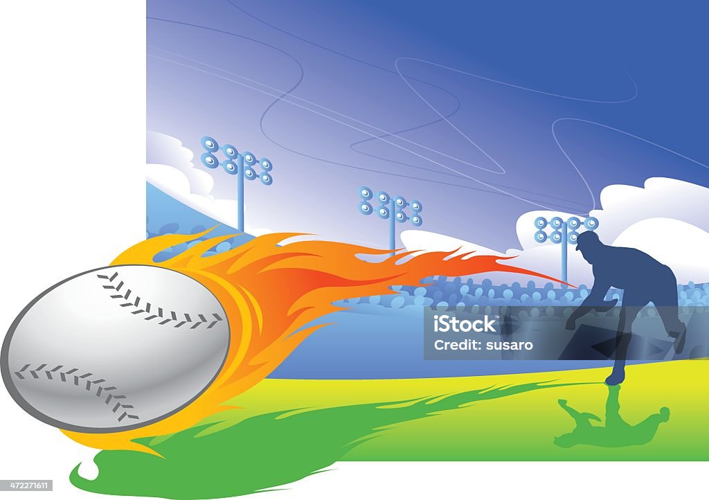 Firery FastBall - arte vectorial de Campo de béisbol libre de derechos