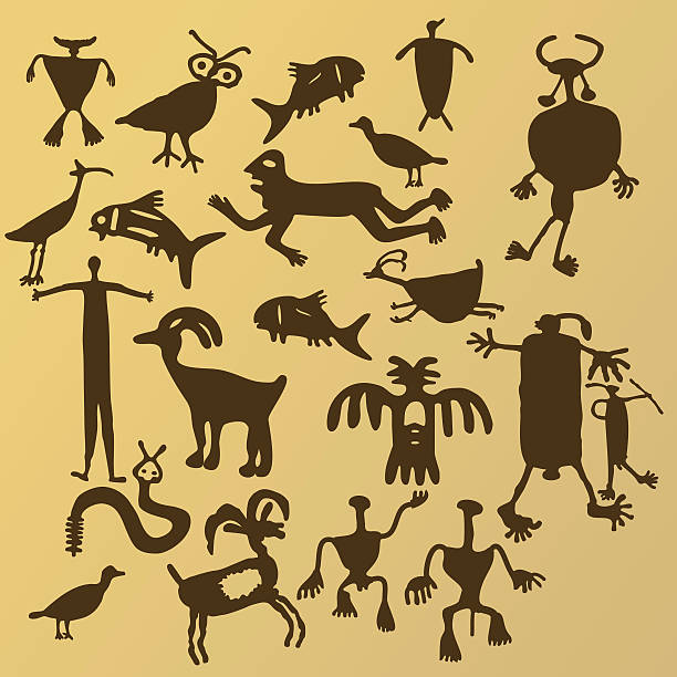 Primitives 20 primitive forms — petroglyphs, cave drawings, that sort of thing. AI CS2 file included in ZIP cave painting stock illustrations