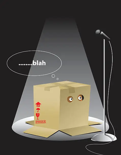 Vector illustration of Illustration of a creature in a box with the text blah