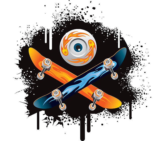 ilustrações, clipart, desenhos animados e ícones de com logo skate - adolescence backgrounds child youth culture