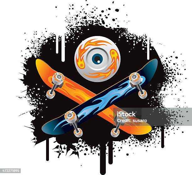 Skate Stock Illustration - Download Image Now - Skateboarding, Skateboard, Skate - Sports Footwear