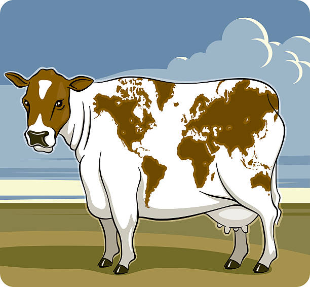 World Map Cow vector art illustration