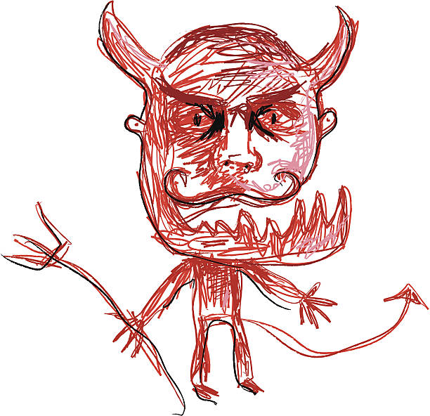 devil A clean editable vector EPS file format, and a high res JPEG. cartoon of the devils pitch fork stock illustrations