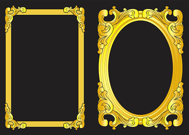 ilustrações de stock, clip art, desenhos animados e ícones de molduras de ouro - frame circle scroll shape ornate