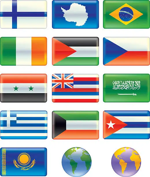Vector illustration of Flags (2 of 6 Aqua style)
