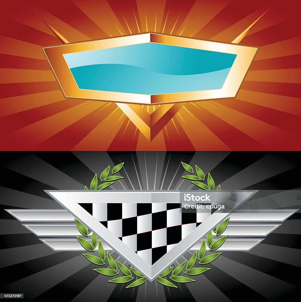 Emblemi di auto da corsa - arte vettoriale royalty-free di A quadri