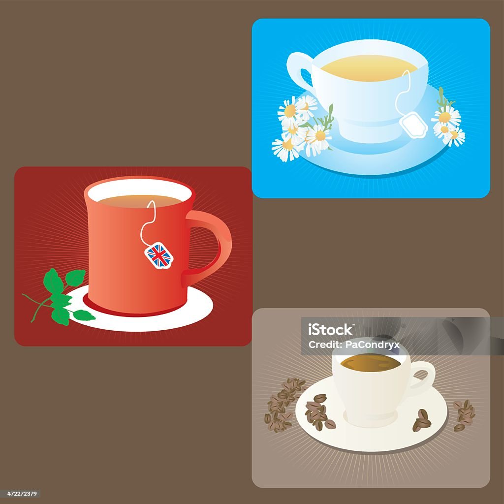 ホットドリンク-Chamomille 、コーヒー＆ティー - コーヒーカップの�ロイヤリティフリーベクトルアート