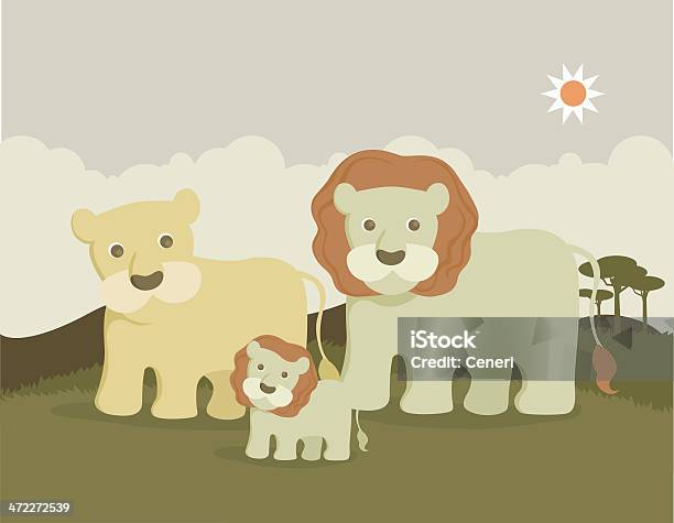 Ilustración de León La Familia y más Vectores Libres de Derechos de Animal - Animal, Animal hembra, Animal joven