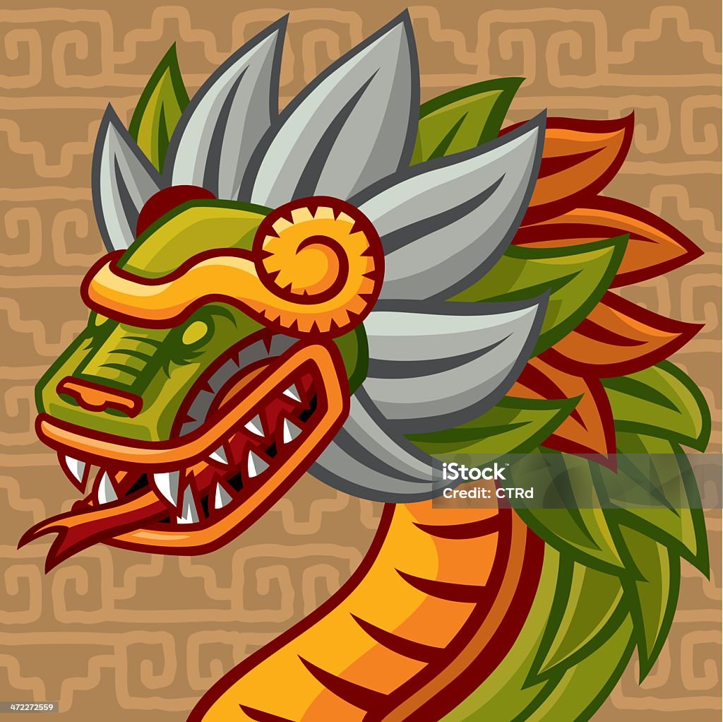 Observe Quetzalcóatl (mexicana serpiente Dios - arte vectorial de Azteca libre de derechos