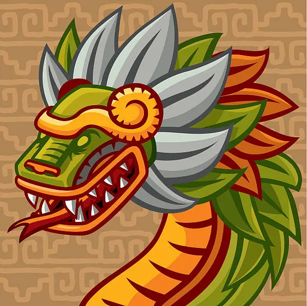 Vector illustration of Quetzalcóatl (mexican Feathered Snake God)