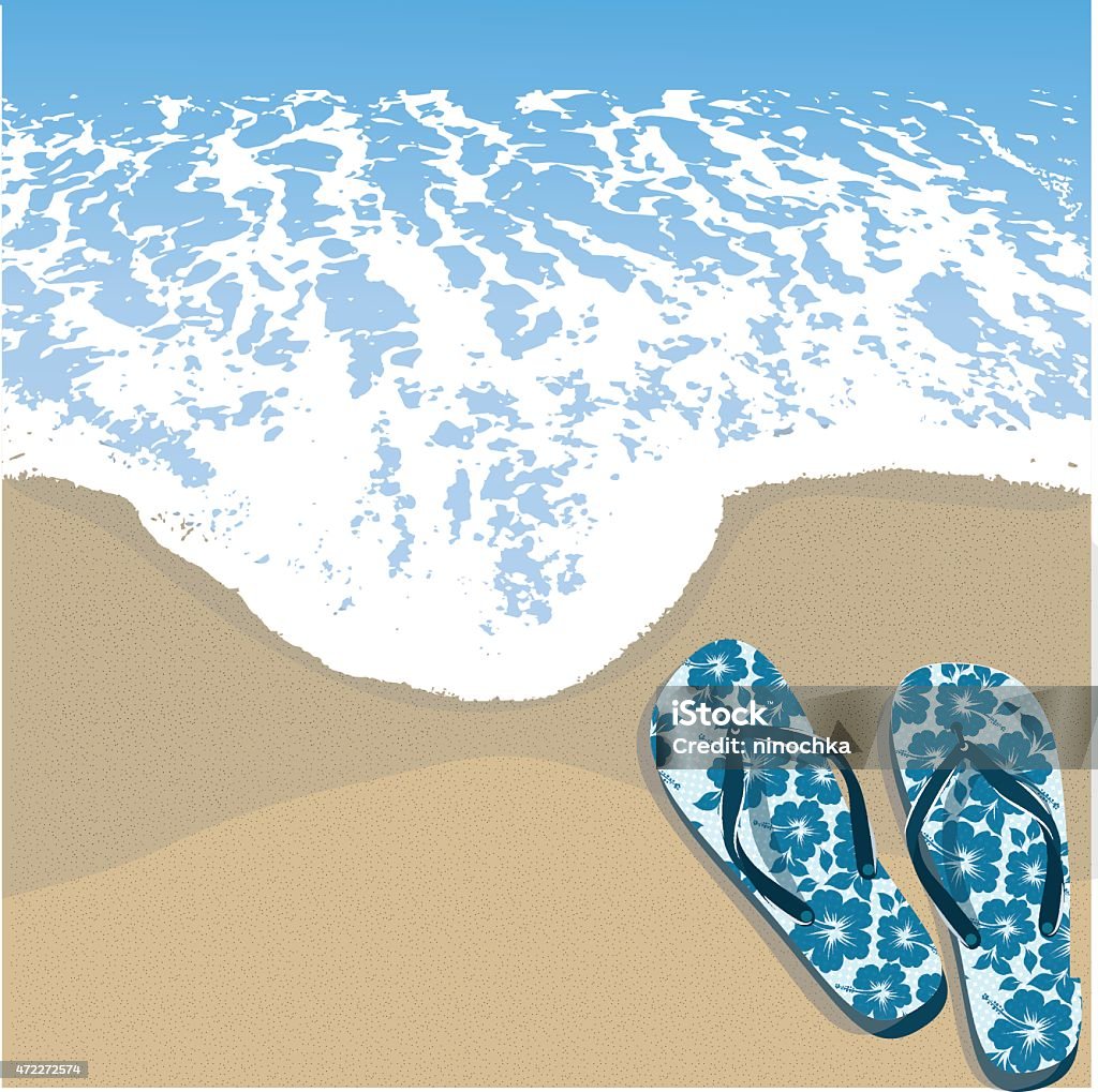 Pantuflas en la playa - arte vectorial de Chancleta libre de derechos