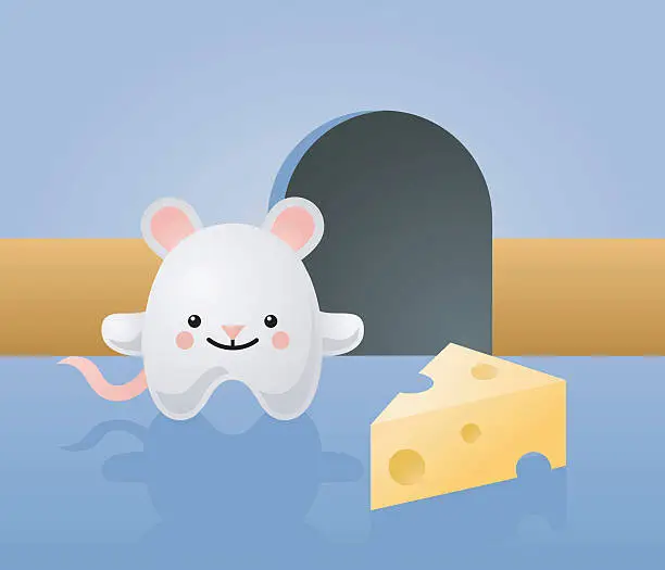 Vector illustration of happyland: mouse and cheese