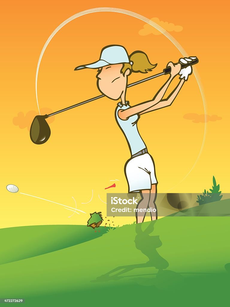 Jeune femme jouant au golf - clipart vectoriel de Adulte libre de droits