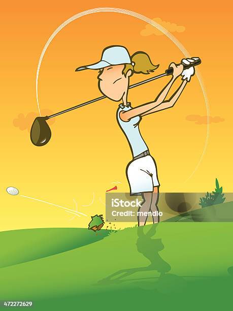 Jeune Femme Jouant Au Golf Vecteurs libres de droits et plus d'images vectorielles de Adulte - Adulte, Balle de golf, Balle ou ballon