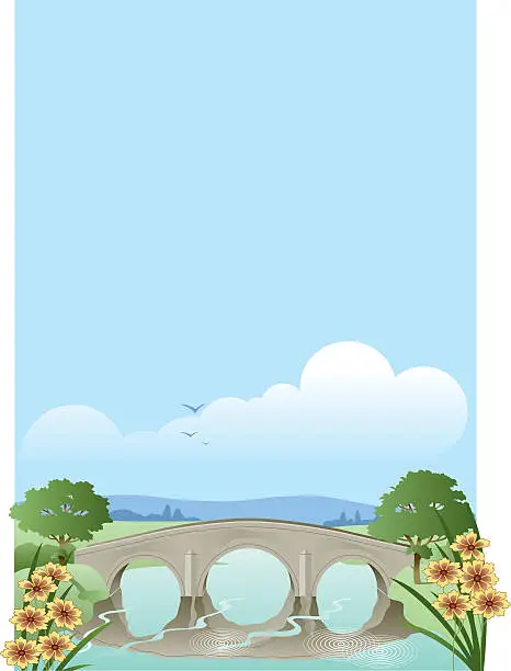 Vector illustration of Landscape with bridge