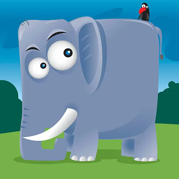 Vector illustration of Square Elephant