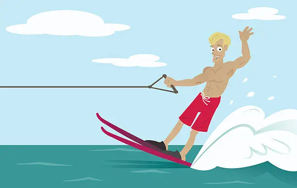 Vector illustration of Water Skiing