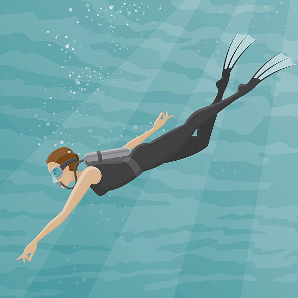 ilustrações, clipart, desenhos animados e ícones de feminino de mergulhador - deep sea diving illustrations