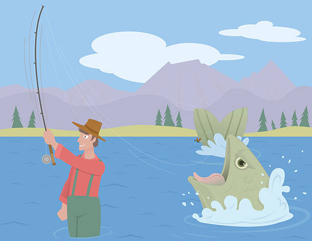 sieć - trout fishing stock illustrations