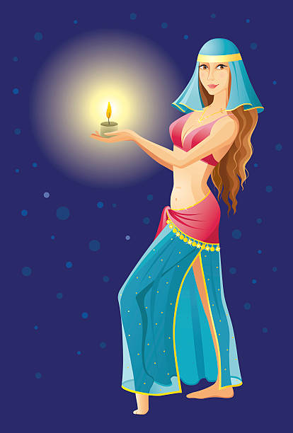 Belly dancer Belly dancer holding a candle.  belly dancing stock illustrations