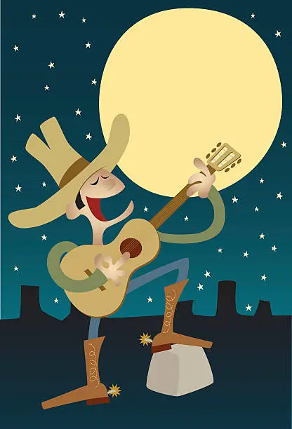 Vector illustration of Singing Cowboy with room for text.