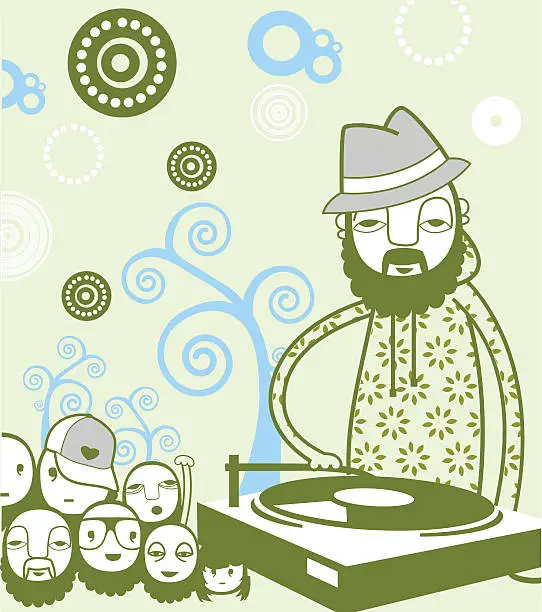 Vector illustration of Funky Dj