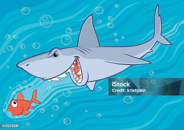 Bruxaria Peixes Pequenos Tubarão - Arte vetorial de stock e mais imagens de Tubarão - Tubarão, Animais caçando, Peixe