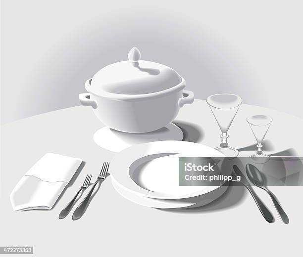 Formal Pôr A Mesacom Tigela De Sopa - Arte vetorial de stock e mais imagens de Pôr a Mesa - Pôr a Mesa, Prato, Guardanapo