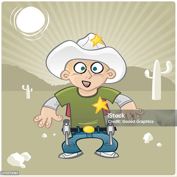 Cowboy Kid - Arte vetorial de stock e mais imagens de Ao Ar Livre - Ao Ar Livre, Areia, Arma de Fogo