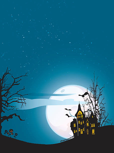 хэллоуин creepy дом - otono stock illustrations