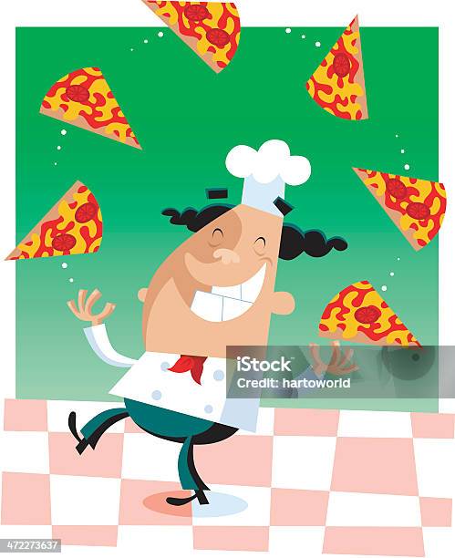 Żonglerka Pizza Kuchni - Stockowe grafiki wektorowe i więcej obrazów Czapka kucharza - Czapka kucharza, Dostawca cateringowy, Dowcip rysunkowy