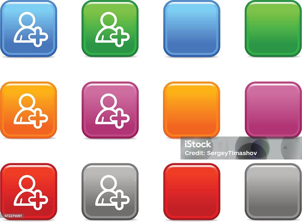 Boutons de couleur avec icône Ajouter utilisateur - clipart vectoriel de Adulte libre de droits